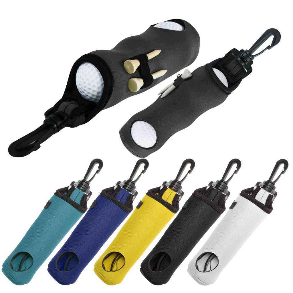 Neopren liten kompakt golf ball tees tilbehør bag holder holder deksel svingbart belte klips midje posere forskjellige farger