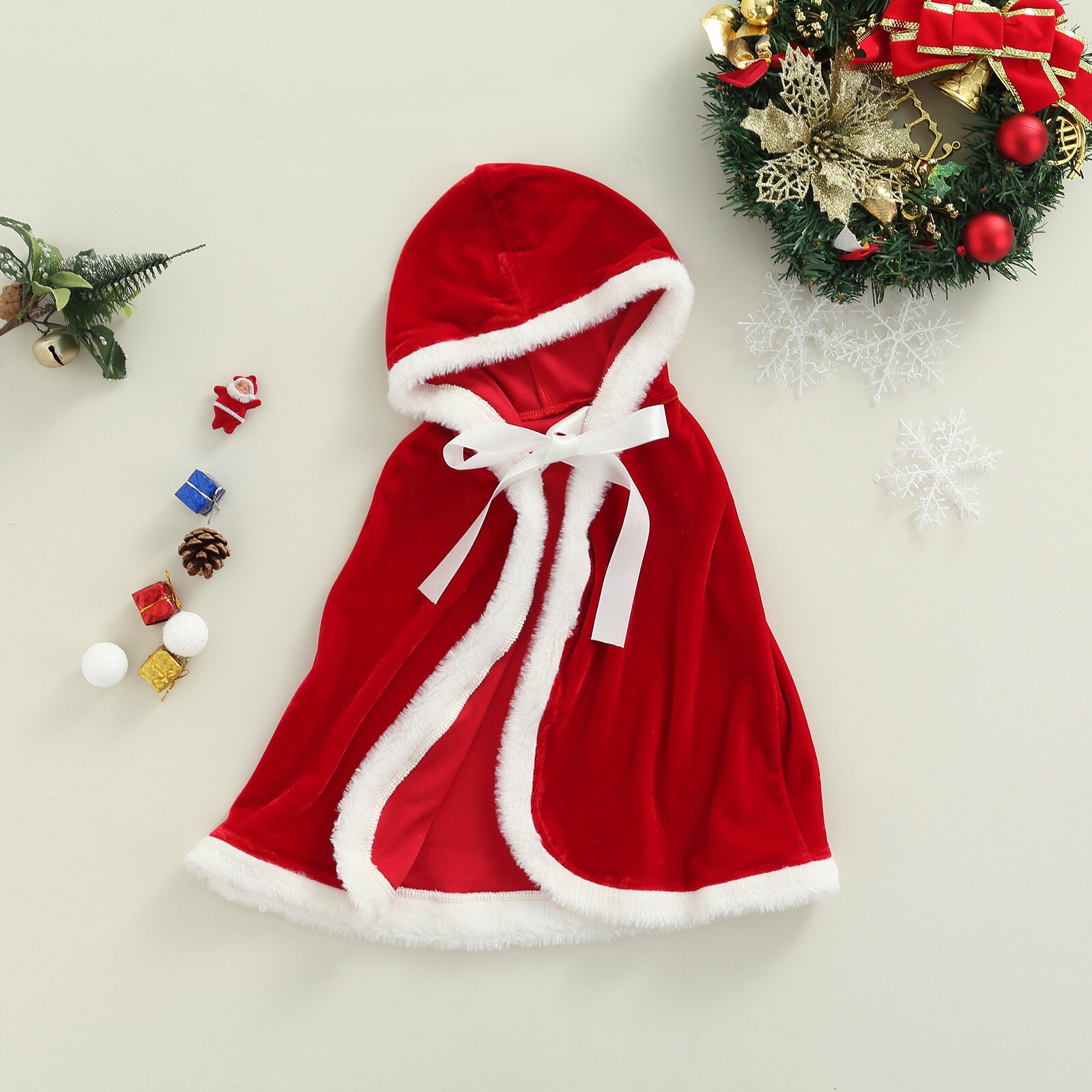 Toddler Cloak with Hood, Kid Soft Warm Velvet Cape Dress-up Costume Halloween Christmas Carnival Cosplay Clothes