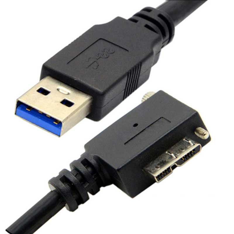 USB 3.0 to USB3.0 Micro/B Up Down Left Right Angled 90 Degree Screw Mount Data Cable for Point Grey Chameleon Camera 1m/3m/5m: Blue / 0.6m