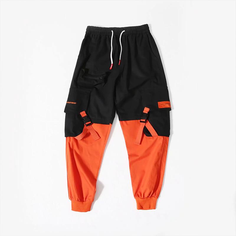 Patchwork afslappet cargo bukser sweatpants bukser mænd arbejder lang sved mandlige løse lommer bukser hip hop parkour