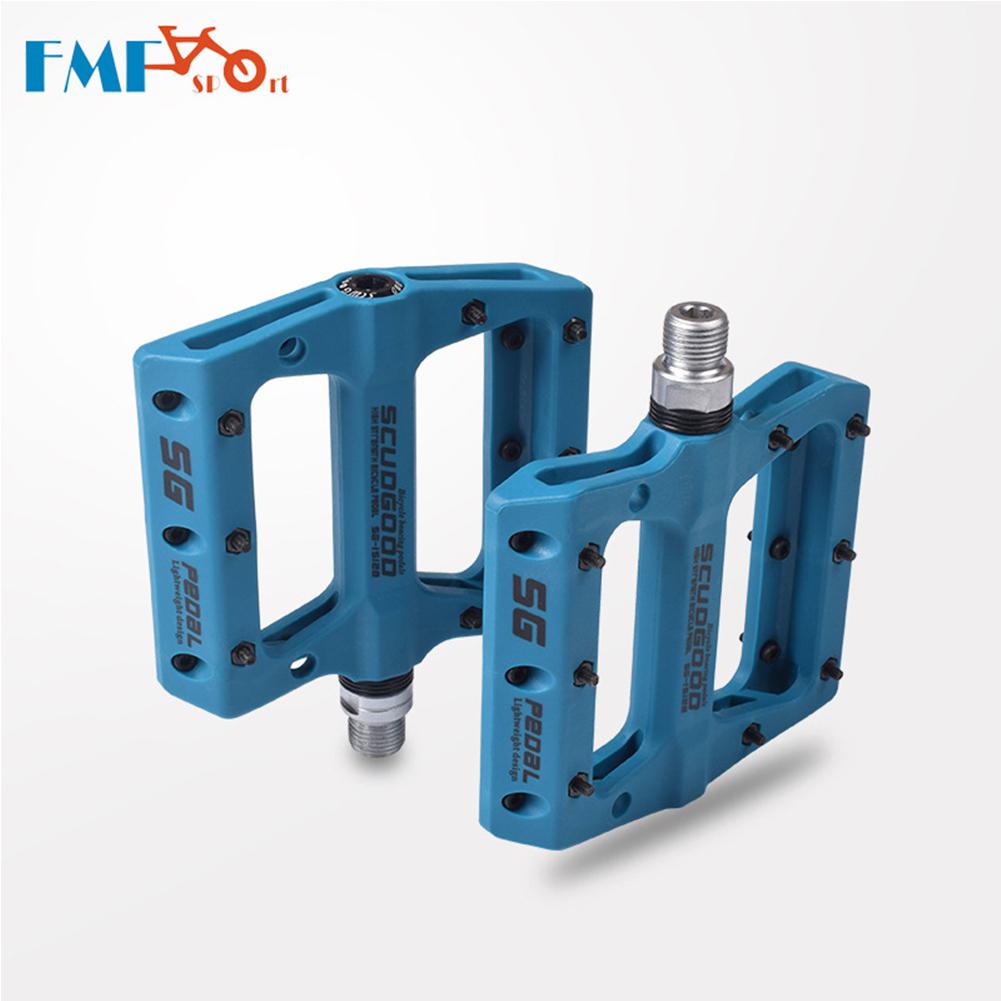 Pedales de bicicleta de montaña de fibra de nailon para bicicleta de carretera MTB BMX pedales antideslizantes piezas de bicicleta accesorios de ciclismo: blue