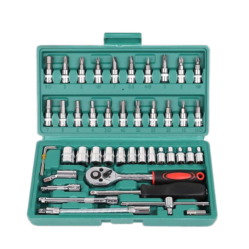 46 piece socket wrench set combination tool set German auto repair durable practical hardware tools: 2