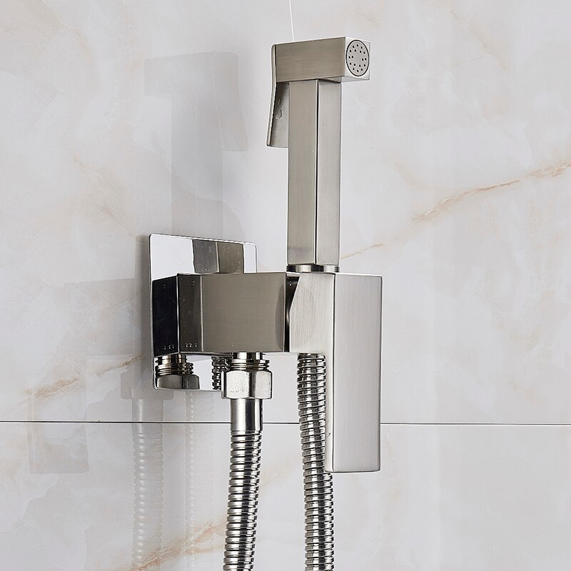Platz Schlecht Spritzgerät Durcheinander Warmen und Kalten Wasser Wasserhahn Kran spülen Wc klopfen Auslauf spülen Boden Spritzgerät Schlecht Wasserhahn: gebürstet Nickel