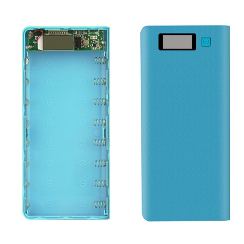 8*18650 Battery Holder Dual USB Power Bank Battery Box DIY Shell Case: blue