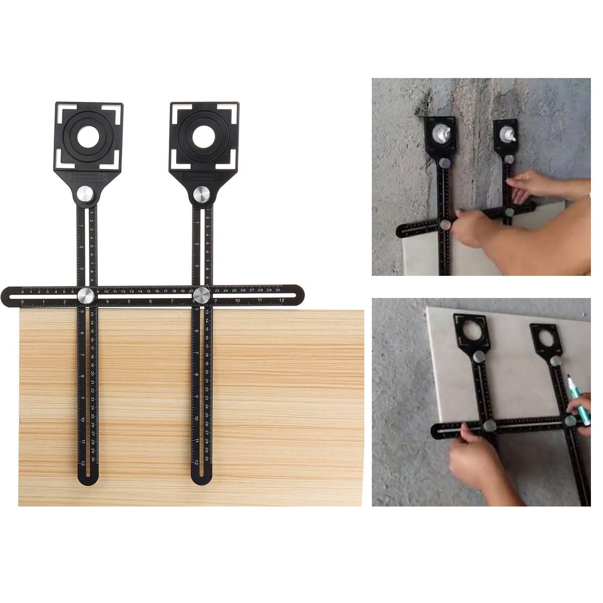 Construction Multi Angle Measuring Position Ruler Template Tool Drill Hole Locator DIY Wood Tile Flooring