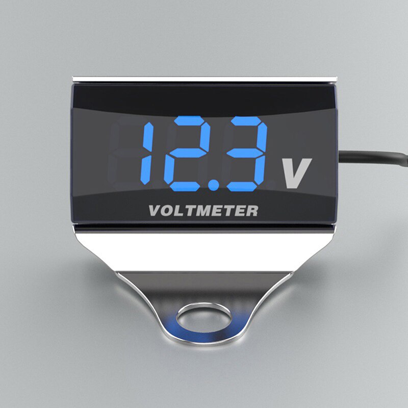 Voltímetro Digital Universal para motocicleta, voltímetro con pantalla LED, resistente al agua, monitor de batería con soporte, DC10-150V: Silver
