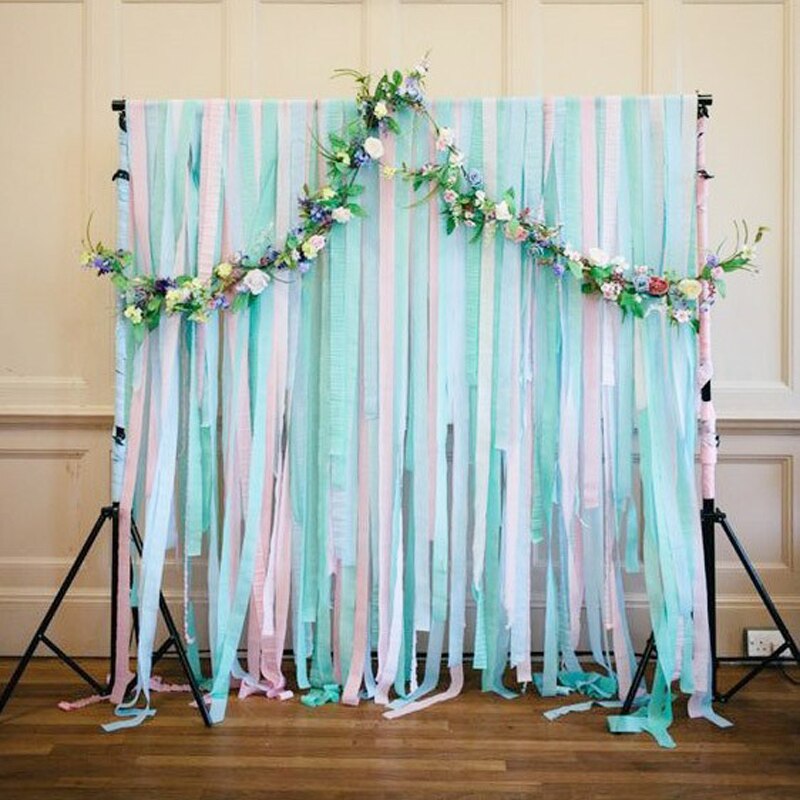 25M Pastel Crepe Streamers Paper Backdrop Pastel Rainbow Unicorn Birthday Party Decoration for Baby Shower Baptism Wedding