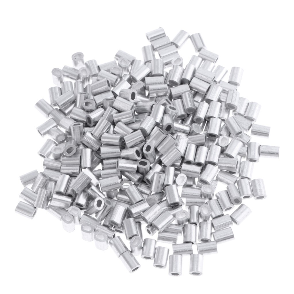 100 st aluminium krymphylsor 0.8-1.5mm dubbla ovala fiskelina krympningsrör tråd krympkontakt fisketillbehör
