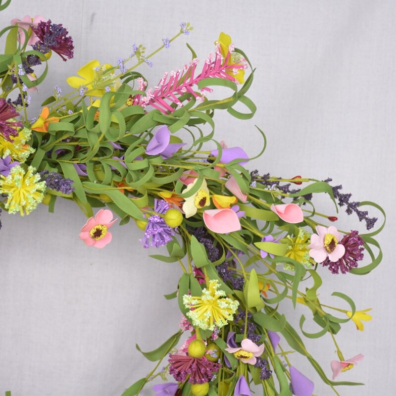 Pauwer Künstlicher Lavendel Kranz 40 Cm - Haustür Dekoration | Wetterfest & Pflegeleicht