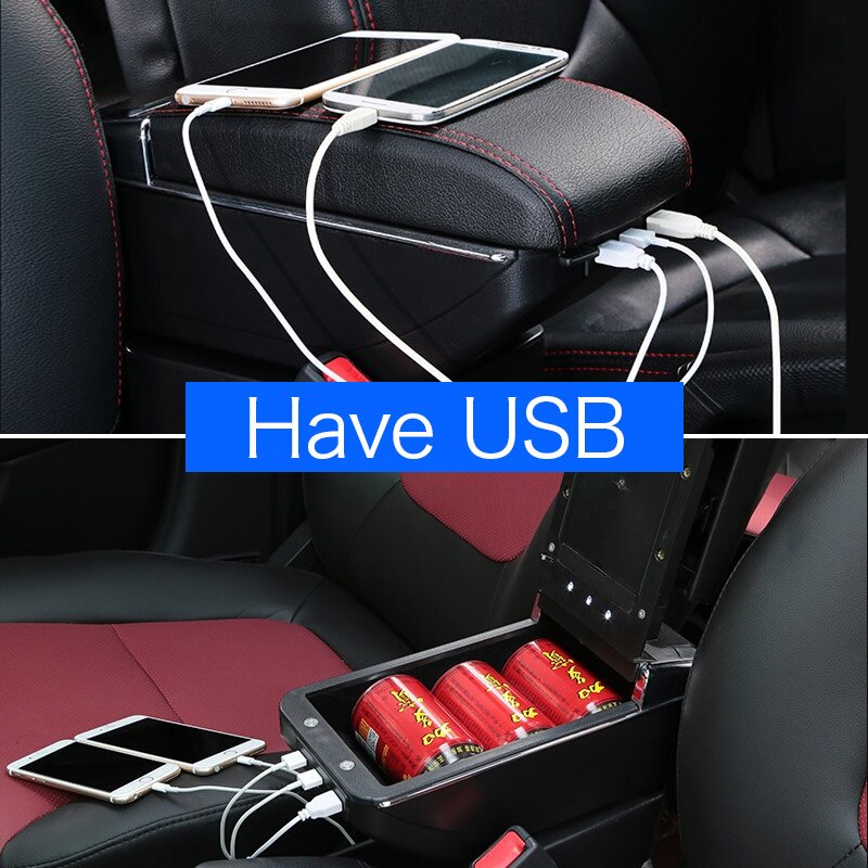 Vtear Voor Lada Kalina Armsteun Lederen Arm Rest Usb Opbergdoos Auto-Styling Abs Decoratie Accessoires Auto Interieur Onderdelen