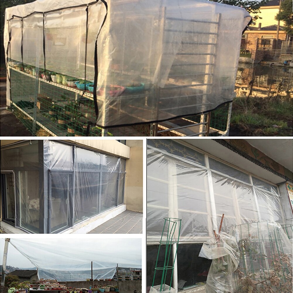 Vivero con ojales Protector de plantas Lona de polietileno transparente para el hogar bordes reforzados resistentes al agua a prueba de viento para lona de jardín