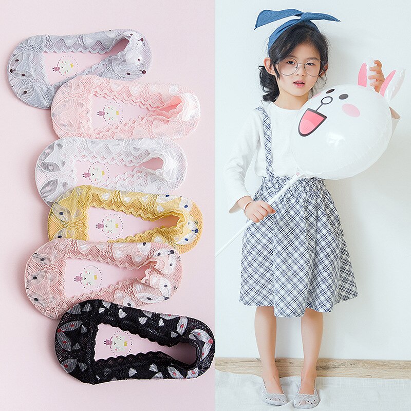 Chaussettes antidérapantes en dentelle pour bébés filles, mignonnes, en bateau, en dentelle florale, Kawaii, pour enfants, chaussures d'été