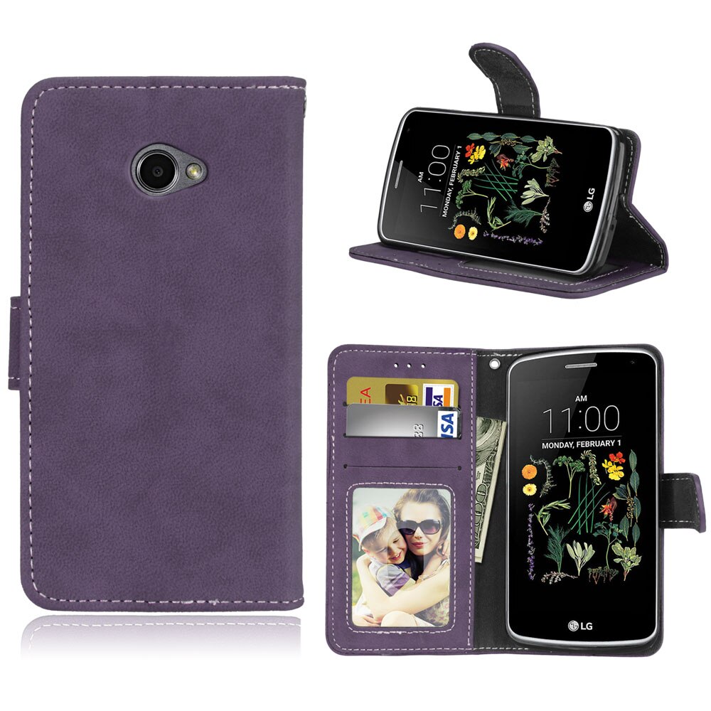 Luxe Lederen Portemonnee Telefoon Geval Voor LG K5 Case Flip Stand Book Cover Voor LG K5 X220 X220DS 5.0" K 5 Telefoon Tassen Voor LG K5 Fundas: Purple