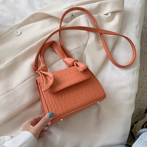 Sacs à bandoulière motif cuir pour femmes, petit sac à bandoulière violet, sacs à main et pochettes avec poignée, 2022: Orange