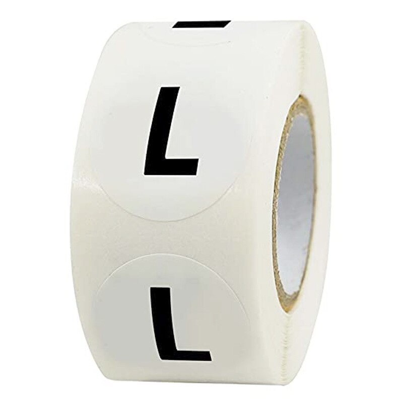 500 Pcs 1 Inch Kleding Maat Ronde Stickers Labels Wit Zelfklevende Stickers Met Zwarte Tekst 7 Kleding Maten, T Shirts Retail