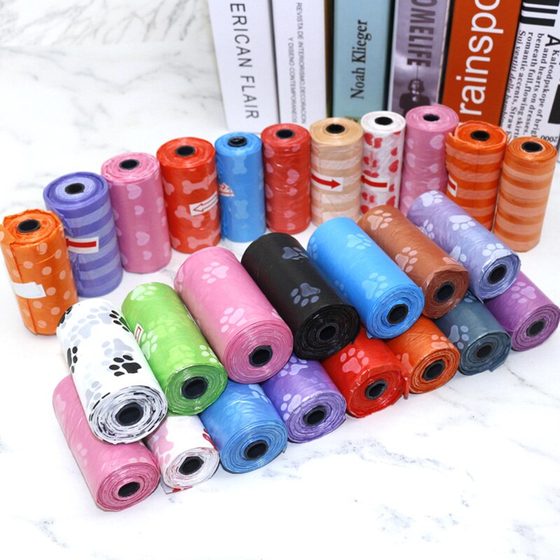 10 Rolls 150 Pcs Biodegradable Garbage Bags Printing Dog Waste Poop Bag Pick Up Clean Bag Garbage Bag Holder Outdoor Travel