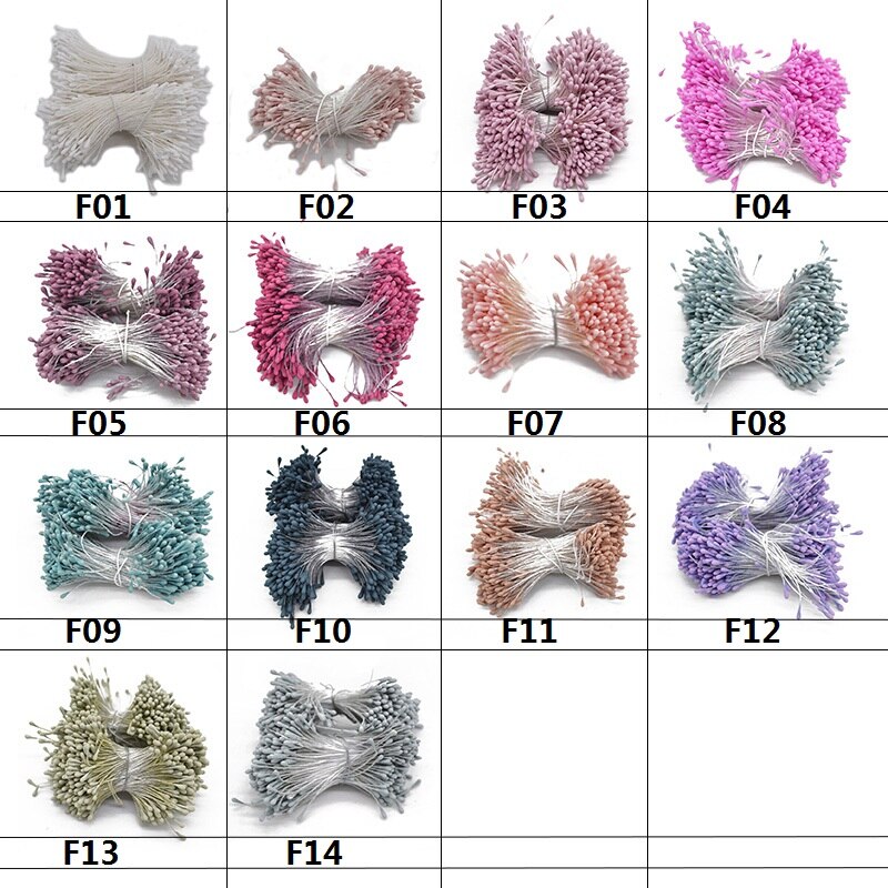 400pcs/lot Mini Flower Stamen Pistil DIY Artificial Double Heads Floral Stamens Home Wedding Decoration Cake Flowers Accessories