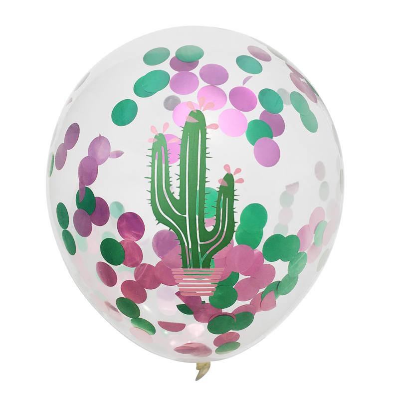Tropical Party Theme Balloons 5Pcs Flamingo Monstera Cactus Pineapple Confetti Balloon Birthday Party Baby Shower Wedding Decor: Cactus