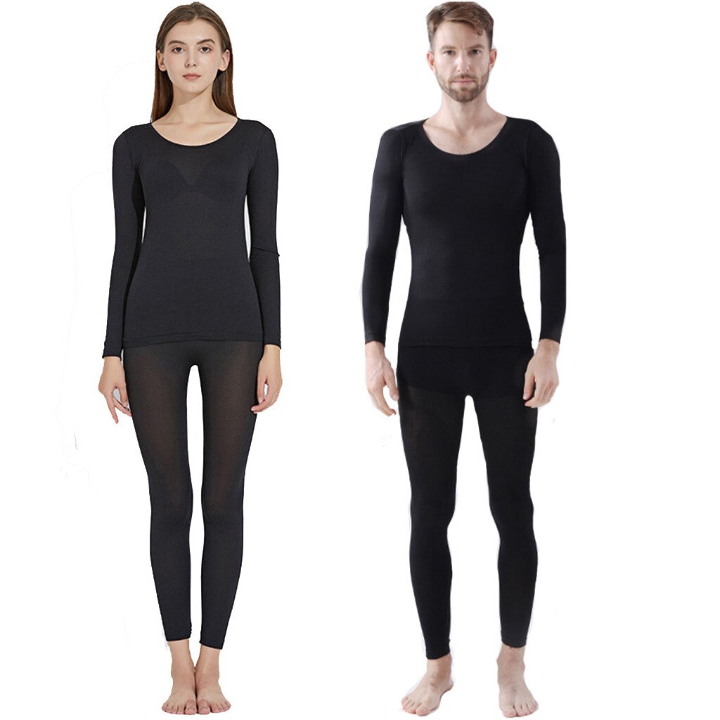 Couple Winter Thermal Underwear Seamless Elastic Underwear Set Inner Wear Underwear Couple (Top & Bottom) 3 Seconds Thermal: G