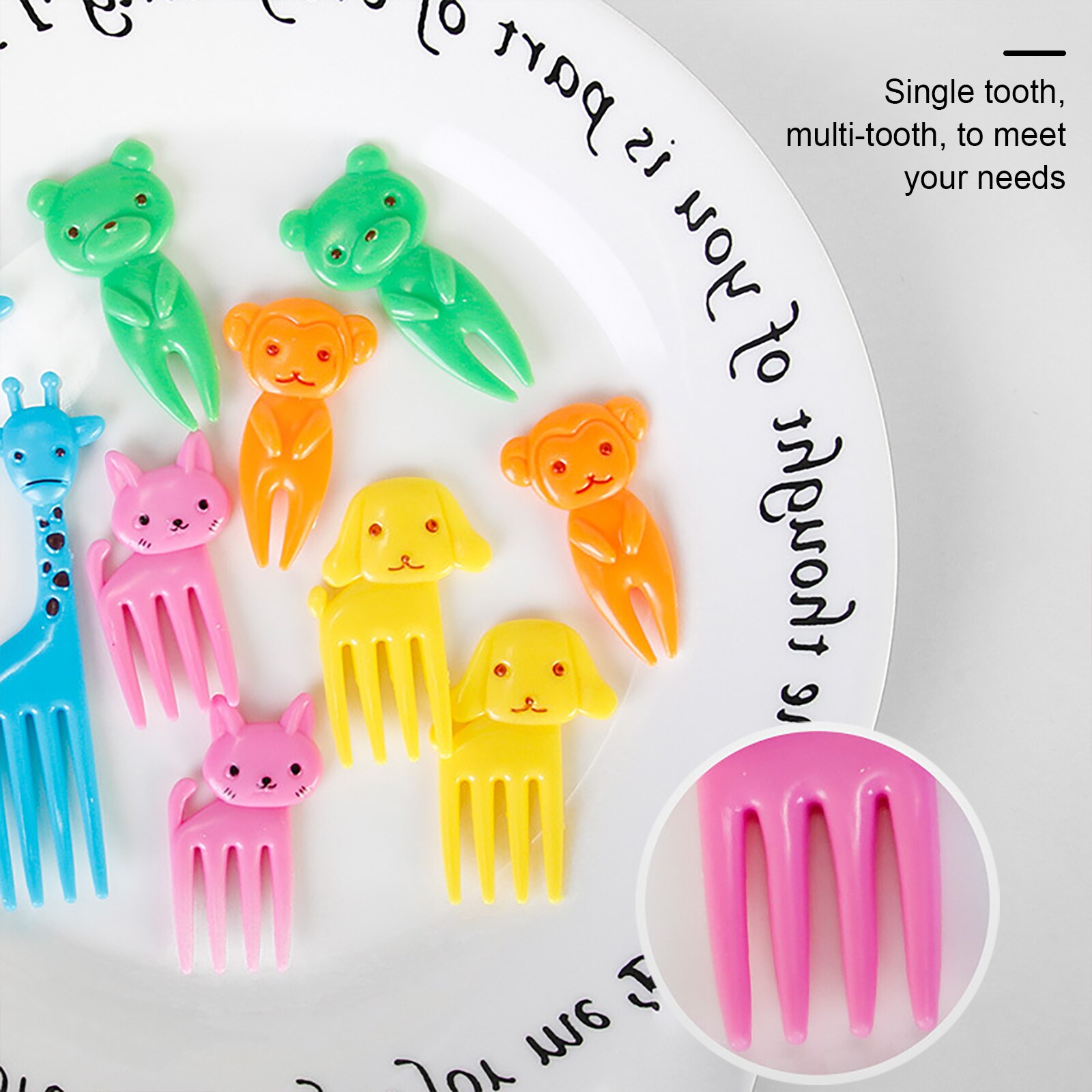 Palillo de dientes para frutas, decoración de con dibujos de animales, postre de pastel de merienda, comida, horquillas de fruta, accesorios de almuerzo, 40 Uds.