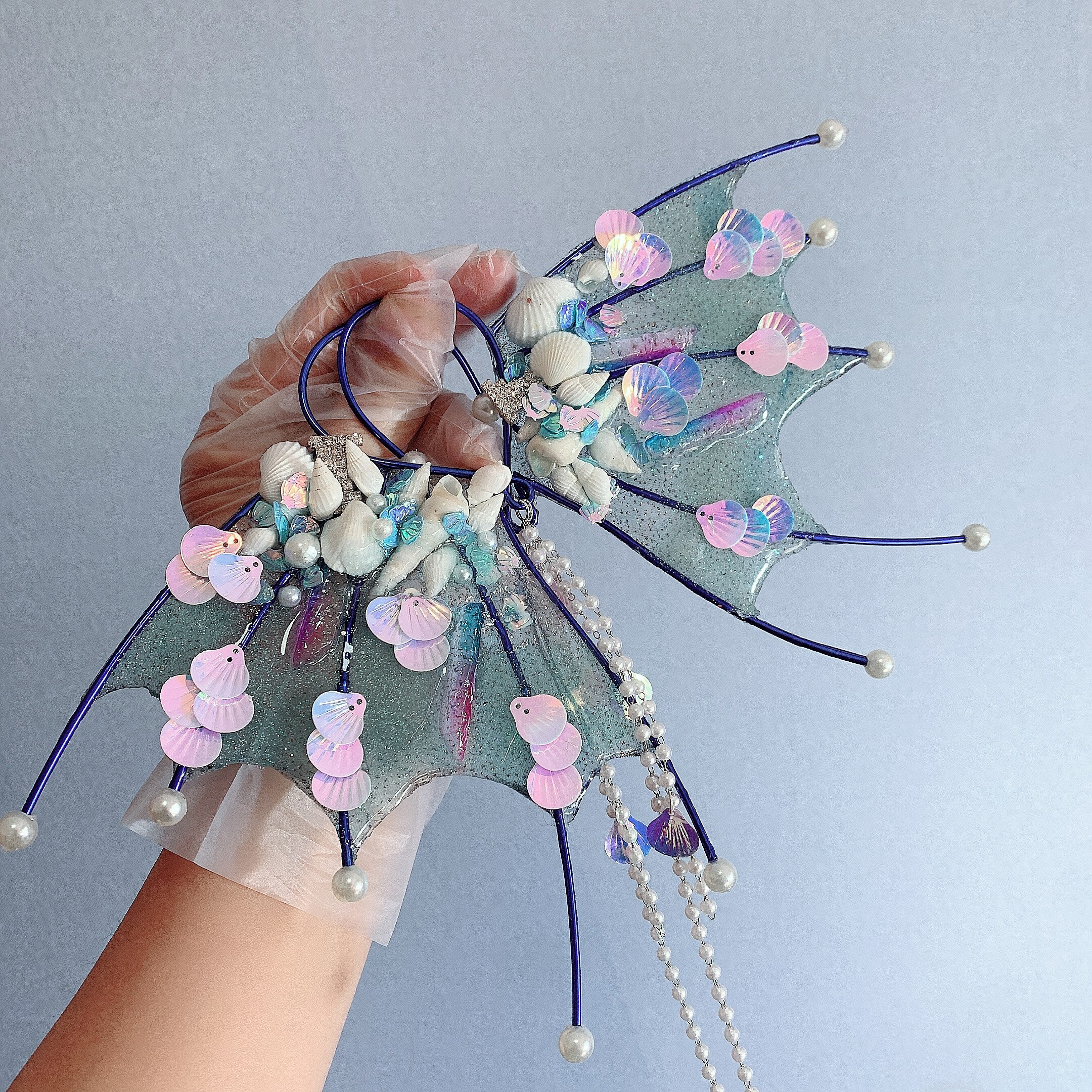 Beautiful Mermaid Elf Fairy Cosplay Ear Halloween Party Dress Up Forest Spirit Fish Cosplay Props Festival Headdress