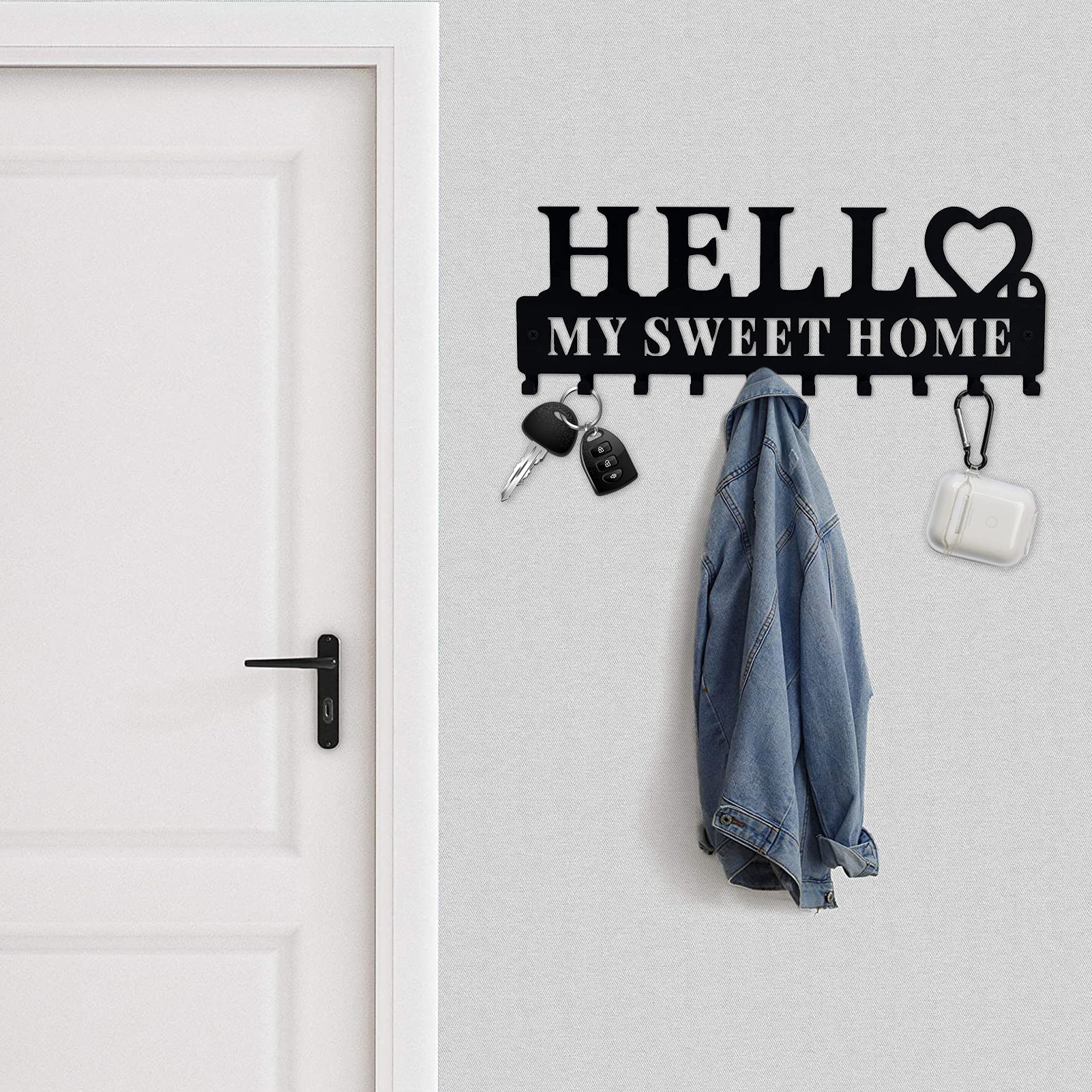 Wall Key Hanger Decoration Metal Wall Mounted Entryway Key Rack With 10 Hooks Key Holder Hooks Metal Key Holder For Home Wall