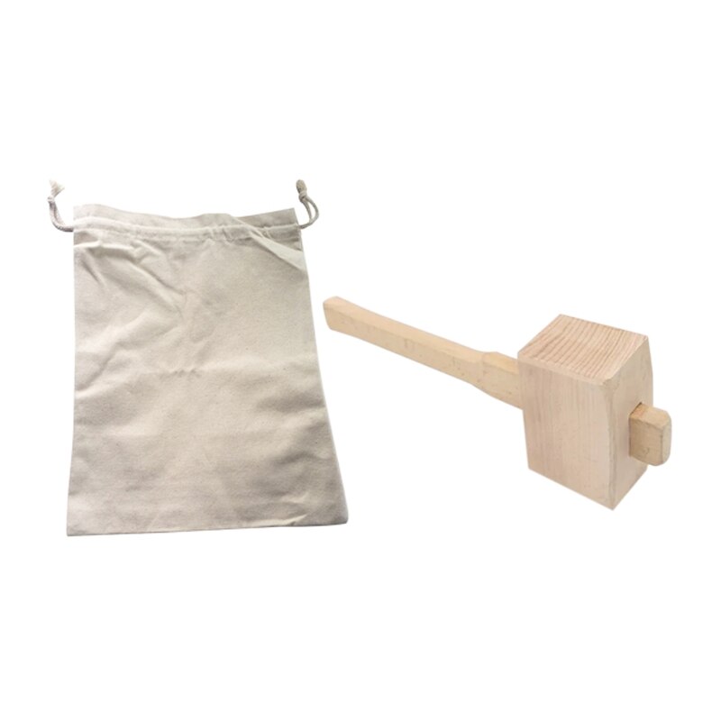 Kit de trituradora de hielo y Mazo de hielo para barman, juego de martillo de madera de playa para triturar hielo, herramientas de Bar para Bartender el hogar