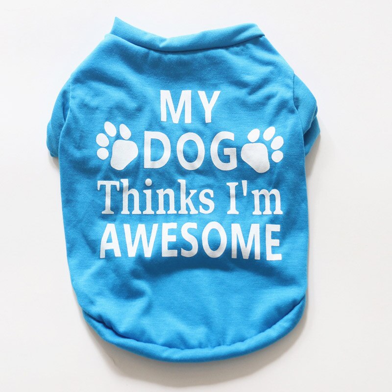Zomer Hond Vesten T-shirts Puppy Gedrukt Kleding voor Kleine Honden Chihuahua Pug Shirts Katoen Kat Kleding Outfit Huisdieren Producten: Blue / M
