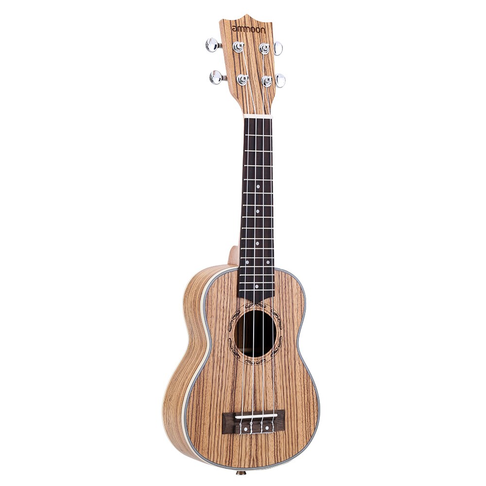 Ammoon-ukelele acústico zebrawowood, instrumento Musical de cuerda de 21 pulgadas, 15 trastes, 4 cuerdas