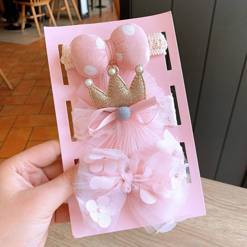 3 stk/sett nydelige blonder blomster baby pannebånd sløyfe prinsesse baby jente pannebånd spedbarn småbarn hårbånd baby hår tilbehør