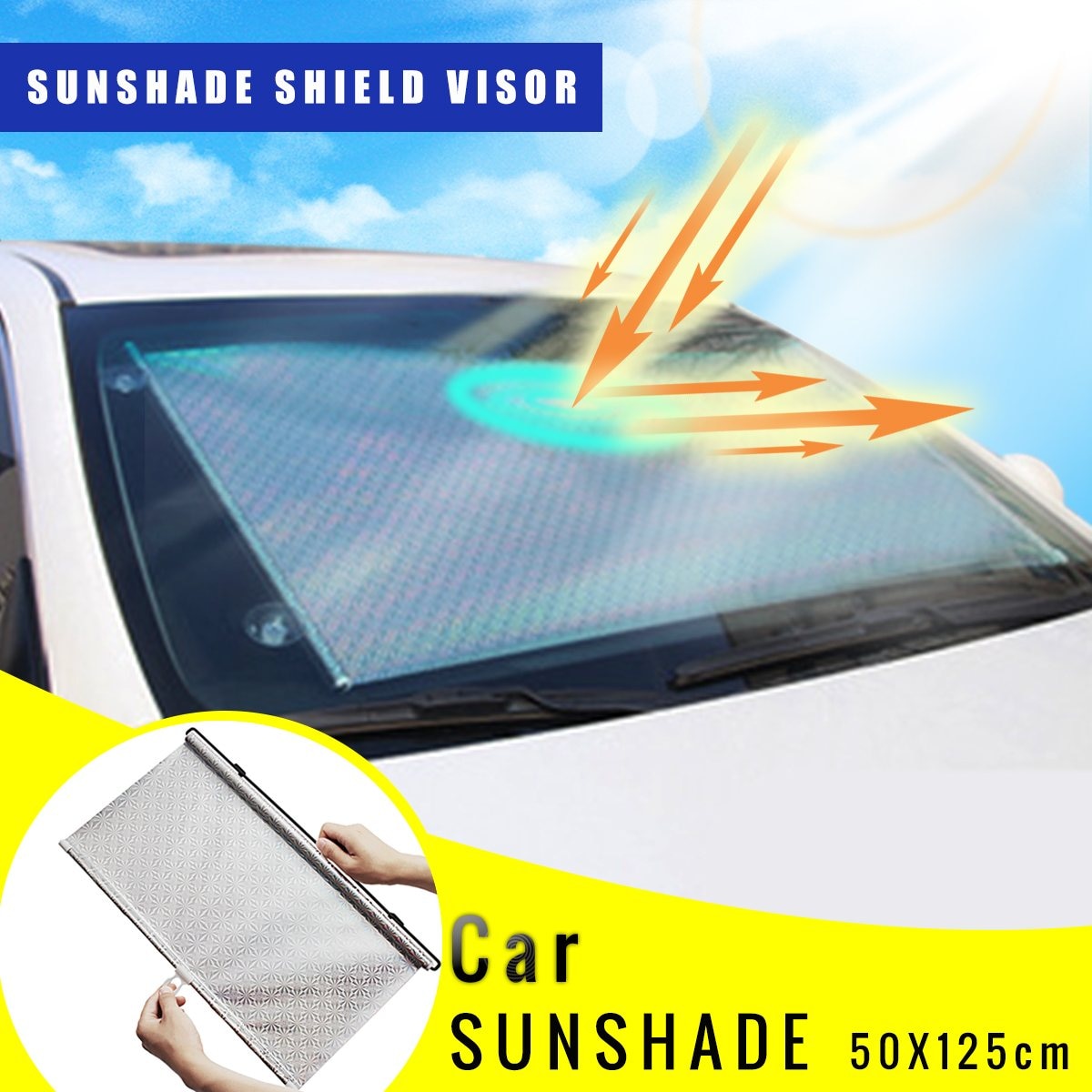 Sølv bilrude indtrækbar solskærm forrude solskærm automatisk gardin skygge dækning solskærm visir bil solskærmsgardin