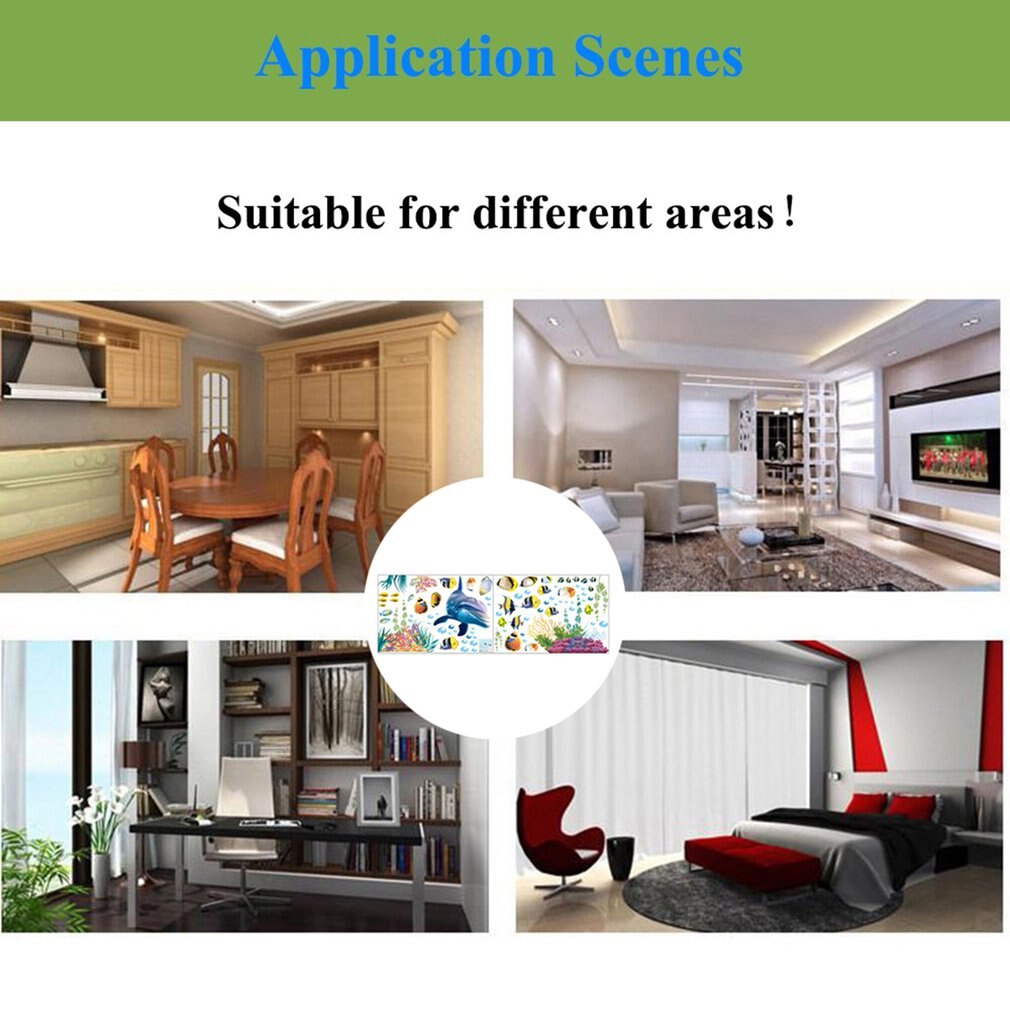 Waterproof bathroom kitchen wall sticker ocean deep water sea home decor stickers dolphin fish decorative decal mural