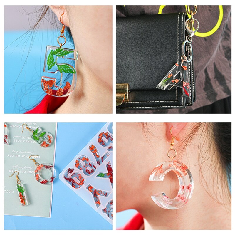 English Alphabet 0-9 Numbers Keychain Mould Silicone Epoxy Resin Molds DIY Pendant Jewellery Making Keychain Decor R7RF