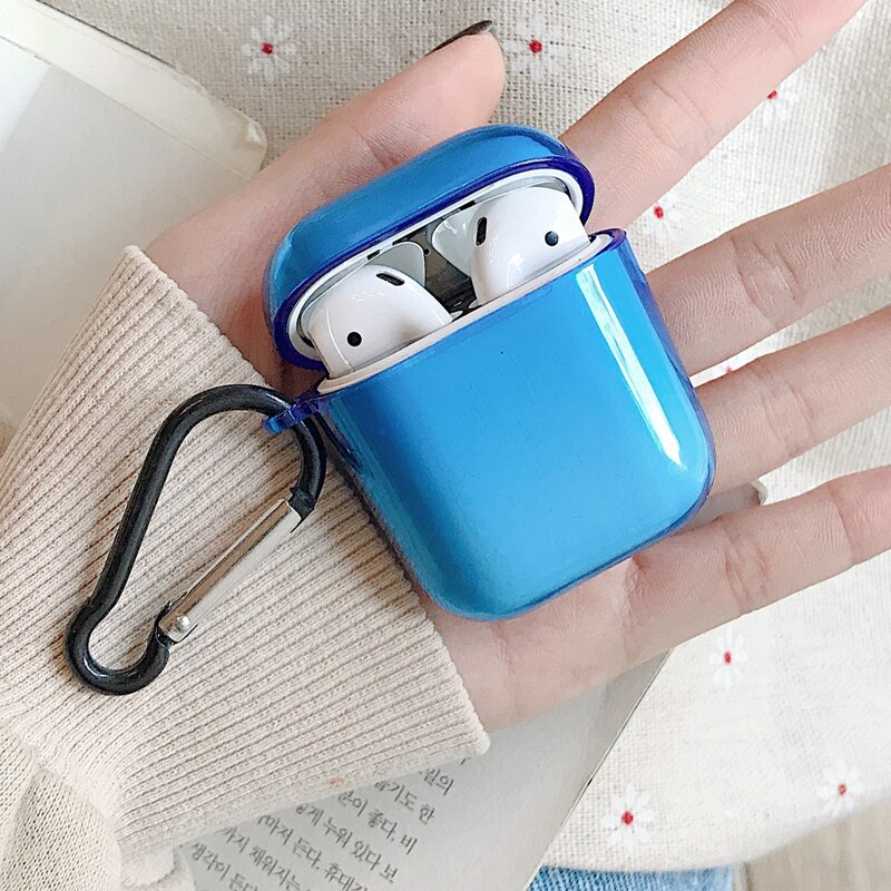 2/5PSC clear case for airpods case cute protective cover for airpods 2 with earplug Anti-lost rope sport case for airpods 2 case: Set A Dark Blue