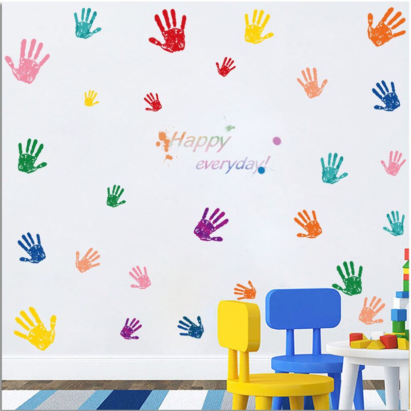 Colorful Inspirational Quotes Wall Decals Vinyl Handprint Wall Motivational Sticker for Classroom School Kids Playroom Nursery