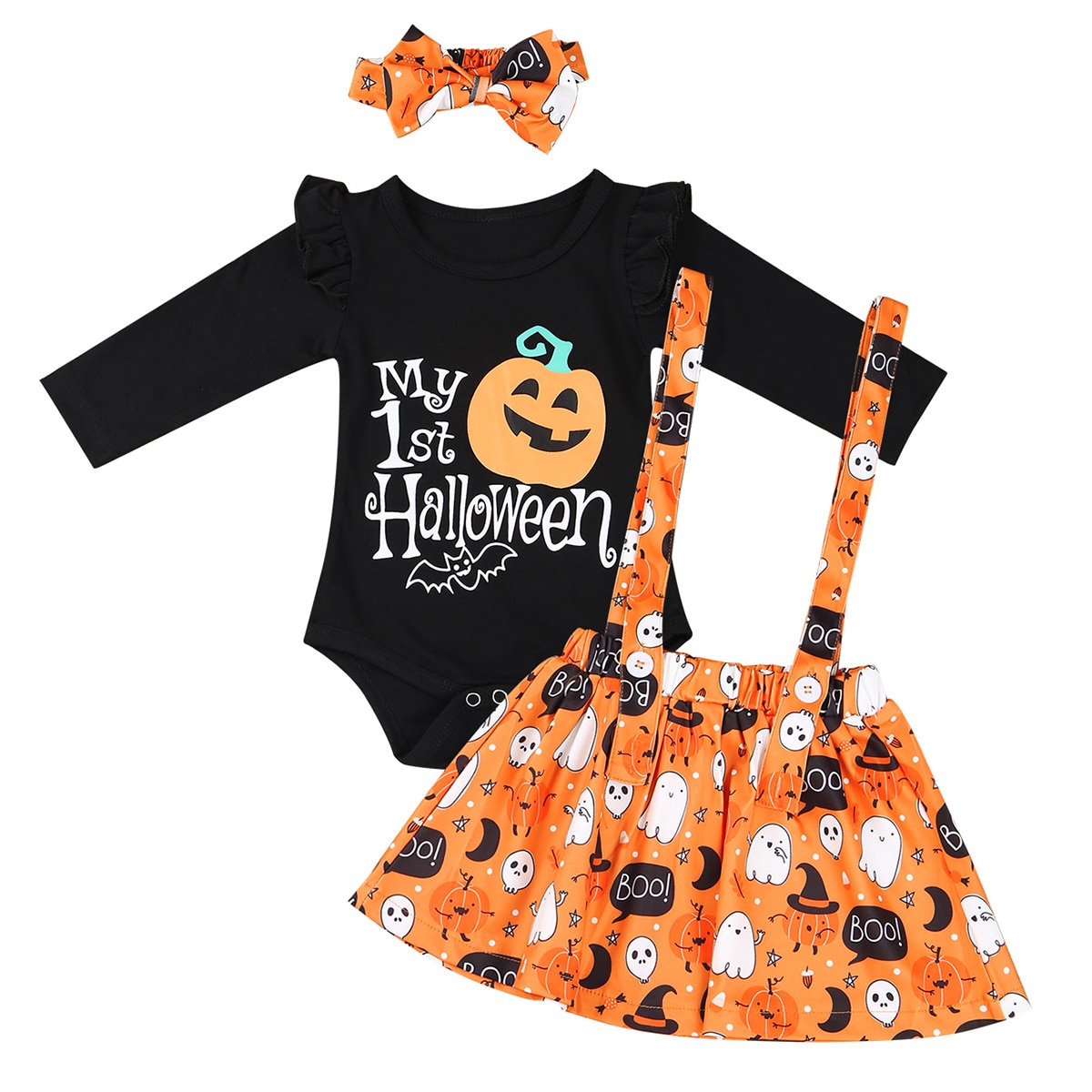 Kürbis Kostüm Baby Set - 2-teiliges Halloween Outfit Für 0-24 Monate