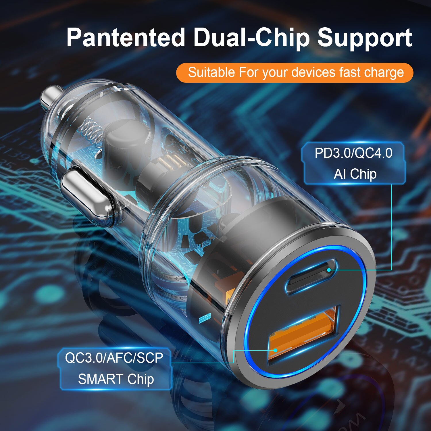 38w usb car charger fast charging type-c qc  pd 3,0 fast charging car phone charger for iphone 13 12 pro max 11 xiaomi