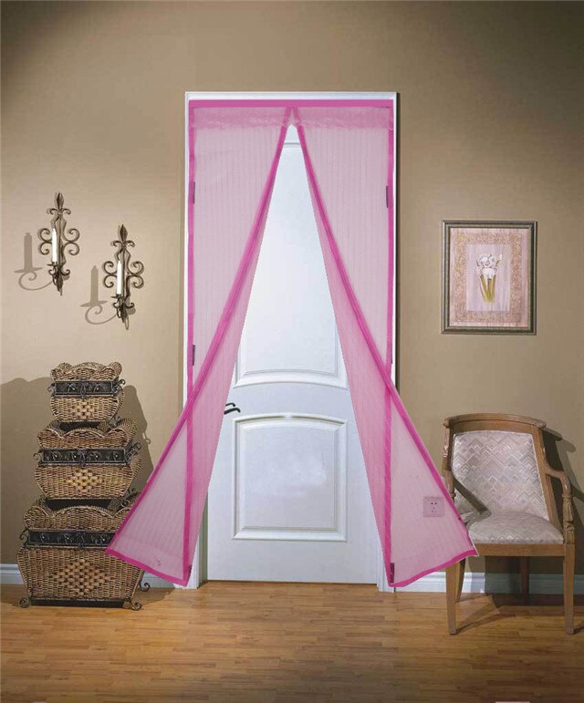 2 størrelse sommer mesh net anti myg insekt flue bug gardin automatisk lukning dør skærm køkken gardin: Lyserød / 100 x 210cm