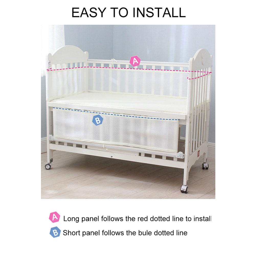 Baby Ademend Mesh Gedrukt Crib Bumper Liner Cot Bumper Ademend Mesh Babybedje Sets Bed Rond Protector