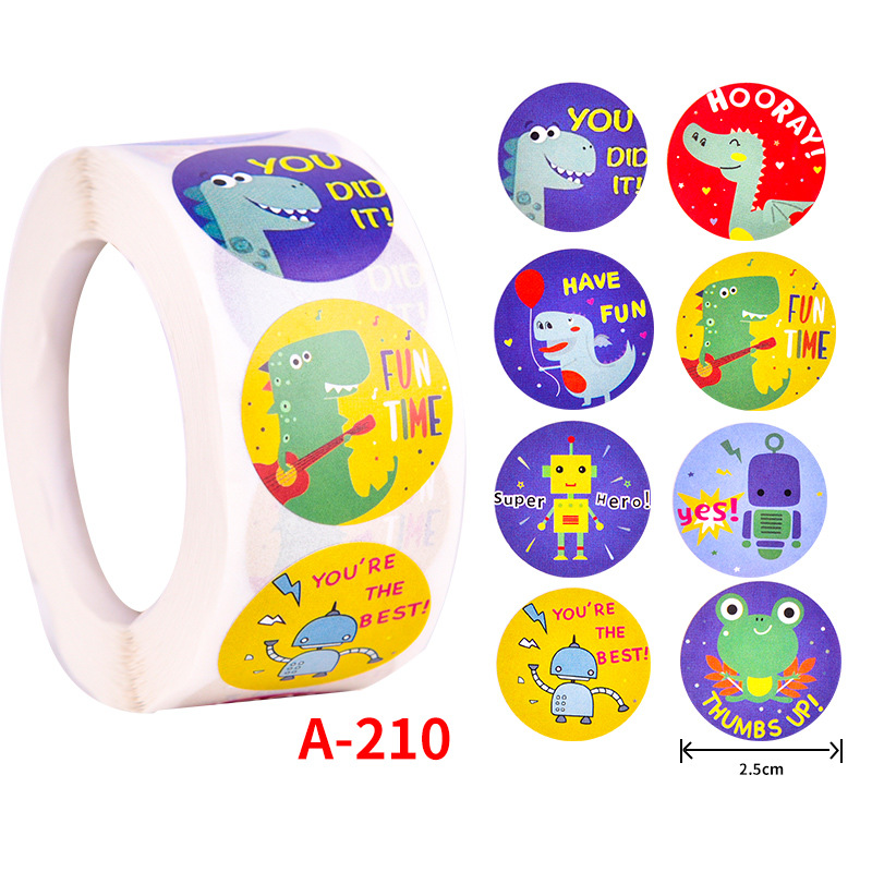 500Pcs Children's Cartoon Animal Stickers Baby Stickers Kindergarten Inspirational Little Red Flower Reward Roll Stickers: PURPLE