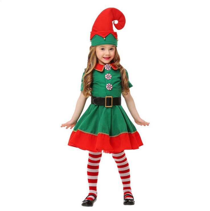Kerstman Kostuum Mannen Vrouwen Meisjes Jongens Kerst Kleding Groene Elf Cosplay Familie Kerstmis Nieuwjaar Fancy Dress Kleding Set