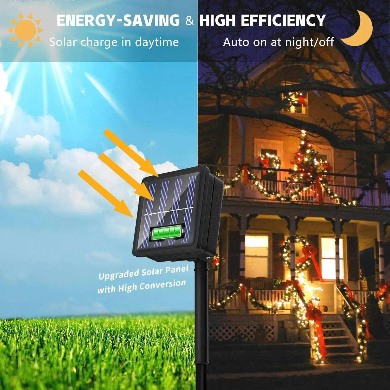 Weihnachten Solar- Lampe LED draussen 7M/12M Lichterketten Gebühr Wasserdicht für Neujahr Party Girlanden garten Dekor Beleuchtung