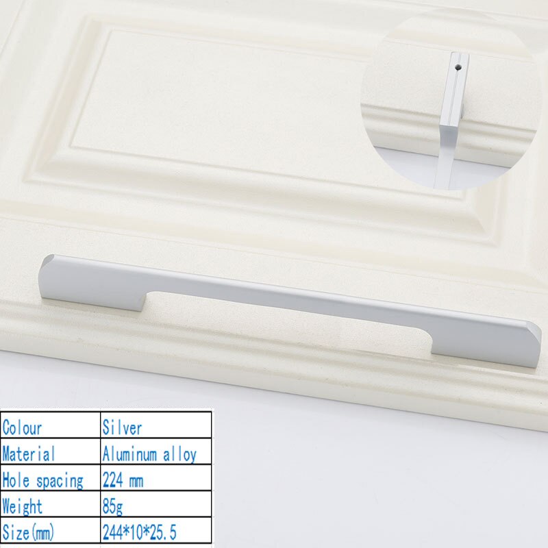 Pomos y tiradores de puerta minimalistas y modernos americanos, Tiradores para enfriador de vino, manijas de cocina, manijas para armario, manija para armario: Silver 224