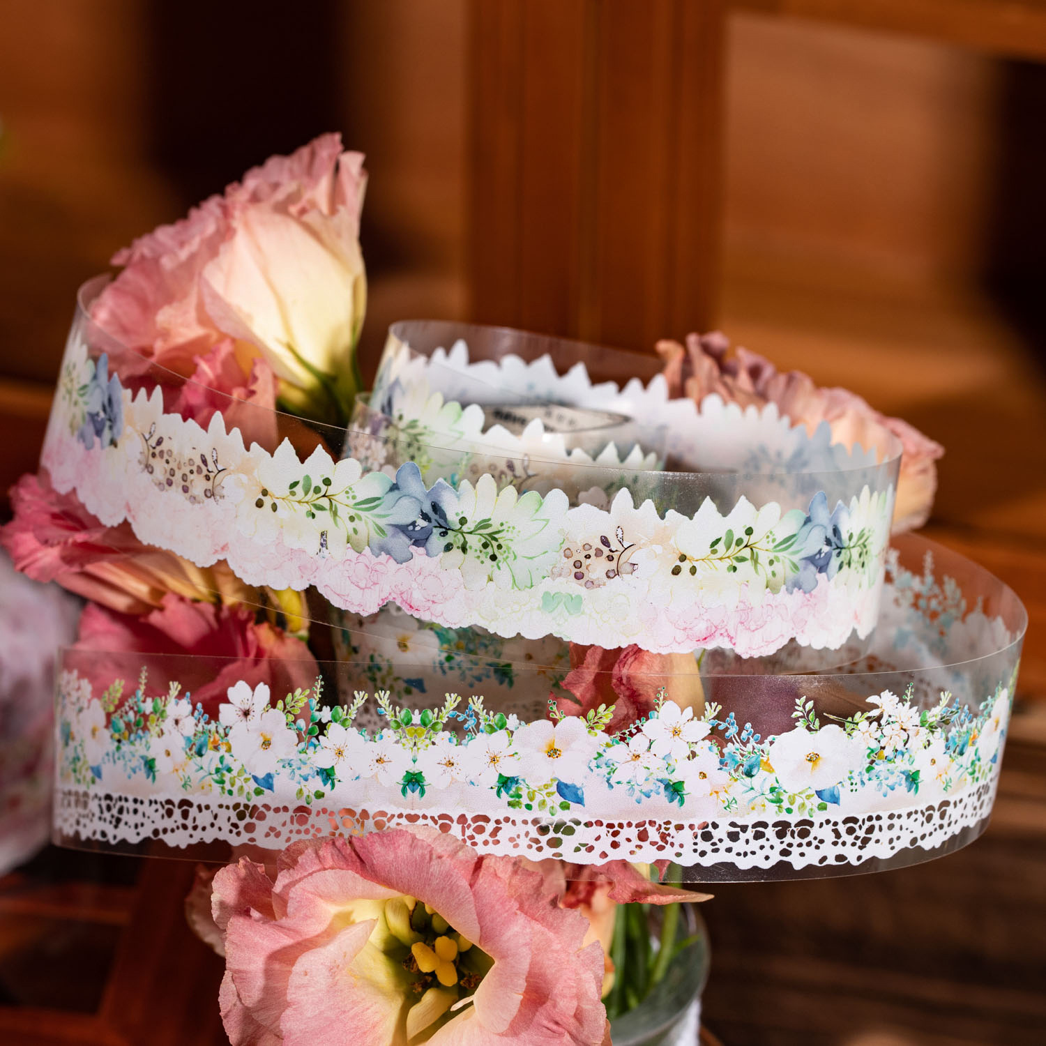 Lace Washi Tape Lace Pattern Self-Adhesive Tape Cute Washi Tape Masking DIY Scrapbooking Lace Tape Sticker for Scrapbooking Card