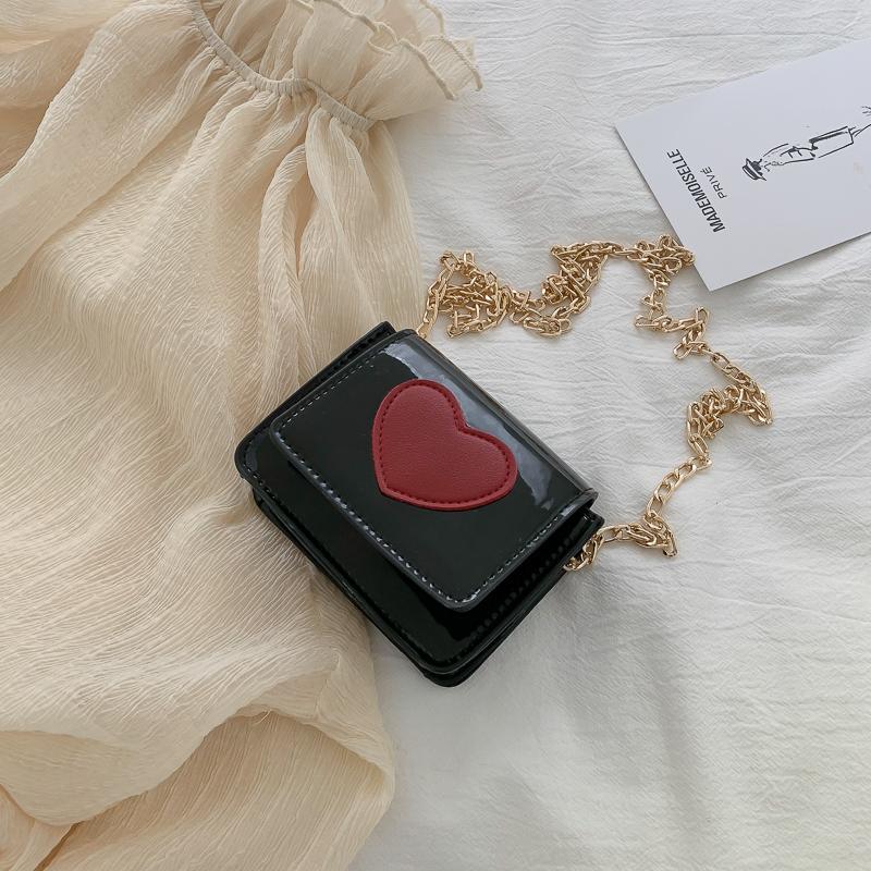Super Mini Crossbody Tassen Voor Vrouwen Mode Ketting Leuke Hart Dames Schoudertassen Zomer Meisjes Avond Clutch Portemonnee Box Flap: Black