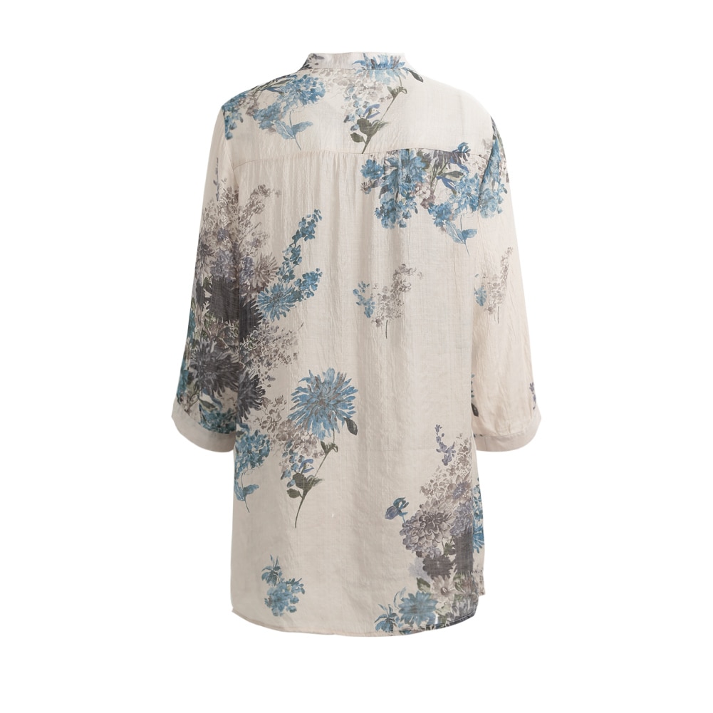 Blusa vintage con estampado floral para mujer, blusa informal de talla grande, de manga 5xl 3/4 para otoño, blusas largas