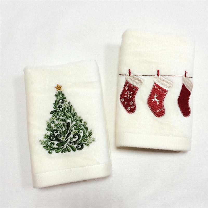 Serviette de nettoyage pour le visage, brodée de noël, bonhomme de neige, père noël, de nouvel an, ornements de salle de bain
