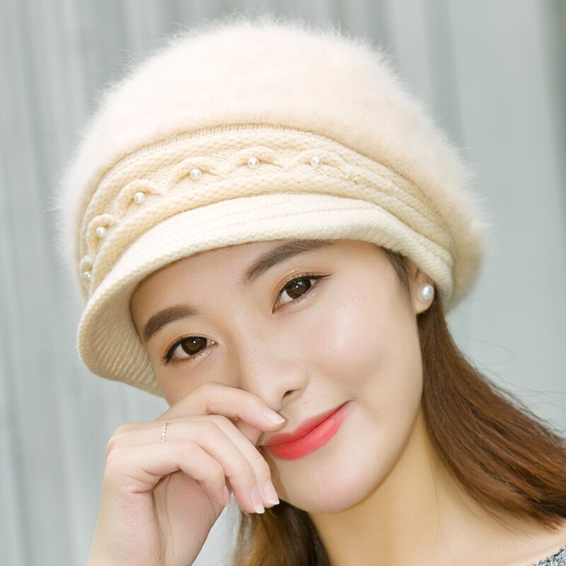 Gorro de punto para mujer, gorro cálido de lana, para invierno,: 1