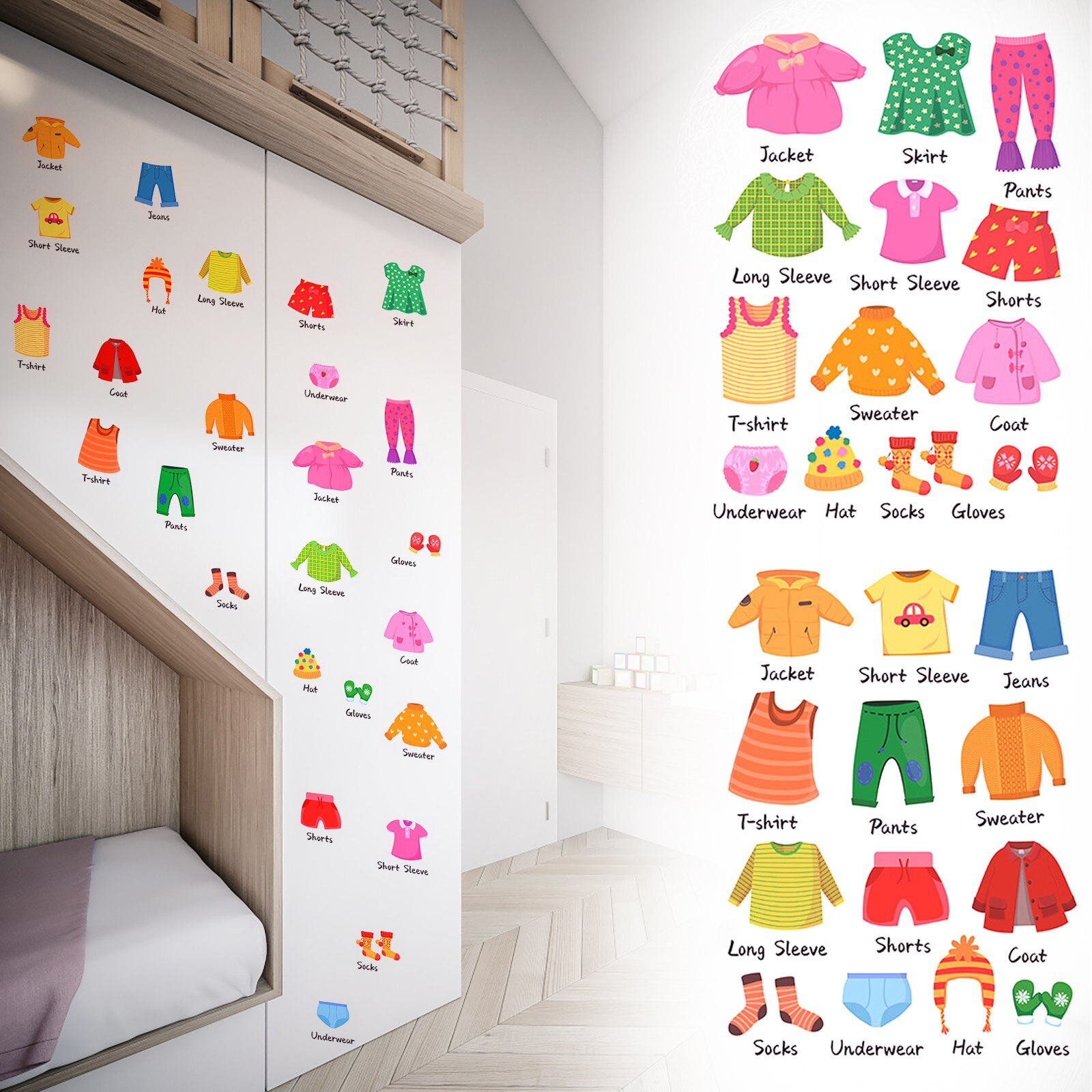 Wardrobe Stickers Clothes Classification Stickers Home Decor Stickers Closet Decor Vinyl Bedroom Closet Home Decor