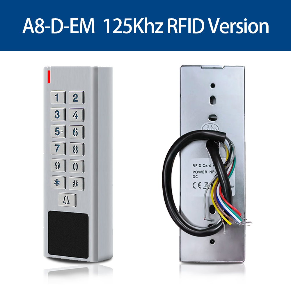Dør Adgangskontrol Tastatur RFID Læser - 2000 Brugere - Wiegand Input/Output - Elektrisk Lås - Udendørs Dørklokke - IP67 - Zinklegering: Brun